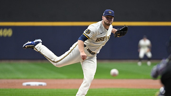 Oct 3, 2023; Milwaukee, Wisconsin, USA; Milwaukee Brewers starting pitcher Corbin Burnes (39)