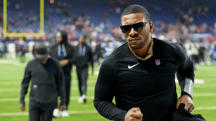 Indianapolis Colts quarterback Anthony Richardson (5) leaves the field Monday, Dec. 22, 2025, after a loss to the San Francisco 49ers at Lucas Oil Stadium in Indianapolis.