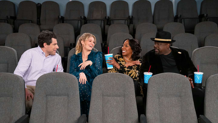 "Welcome to the World" -- Coverage of the CBS Original Series THE NEIGHBORHOOD, scheduled to air on the CBS Television Network. Pictured (L-R): Max Greenfield as Dave, Beth Behrs as Gemma, Tichina Arnold as Tina, and Cedric the Entertainer as Calvin. Photo: Monty Brinton/CBS ©2024 CBS Broadcasting, Inc. All Rights Reserved.