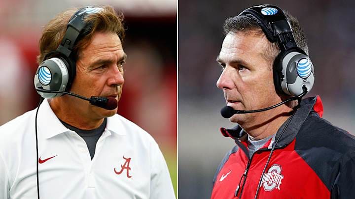 Nick Saban vs. Urban Meyer before their 2014 meeting in the College Football Playoff. 