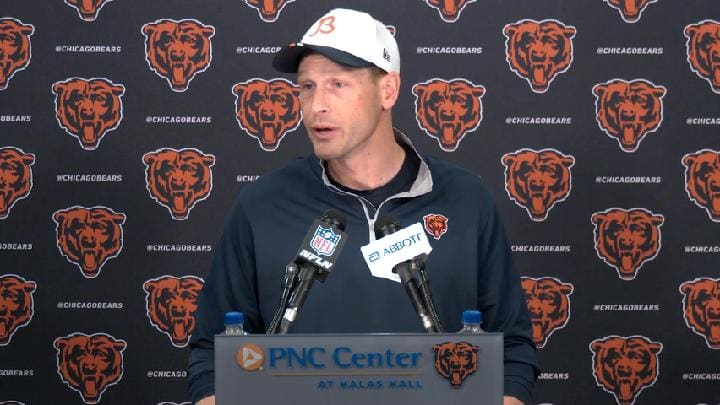 Ben Johnson addresses the media for the final time this season on Wednesday at Halas Hall