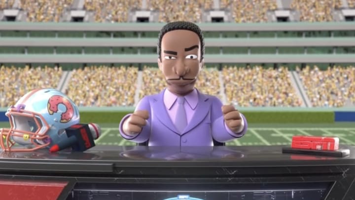 Stephen A. Smith makes an appearance on the Simpsons altcast of Monday Night Football.. Stephen A. Smith makes an appearance on the Simpsons altcast of Monday Night Football..