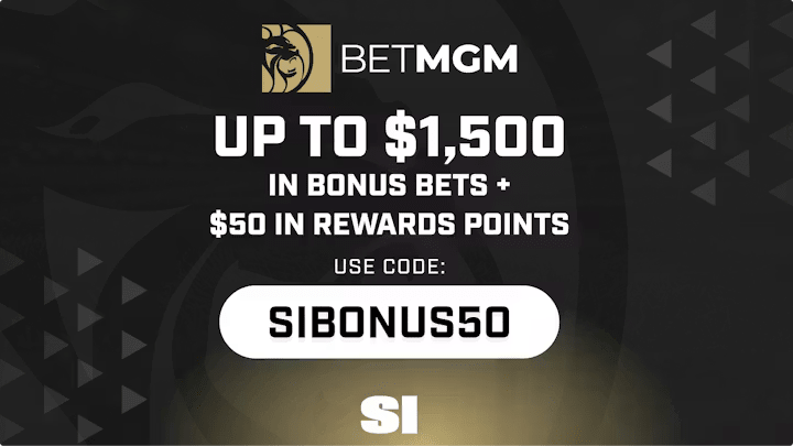 Use BetMGM bonus code SIBONUS50 for a $1,500 First Bet on MLB, NBA & NHL playoffs action. Get $50 MGM Rewards Points win or lose.