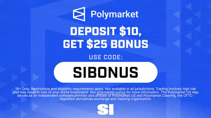 Use Polymarket promo code SIBONUS for a $25 trading bonus during MLB Playoffs. Deposit $10 to claim this prediction market promo. Use Polymarket promo code SIBONUS for a $25 trading bonus during MLB Playoffs. Deposit $10 to claim this prediction market promo.