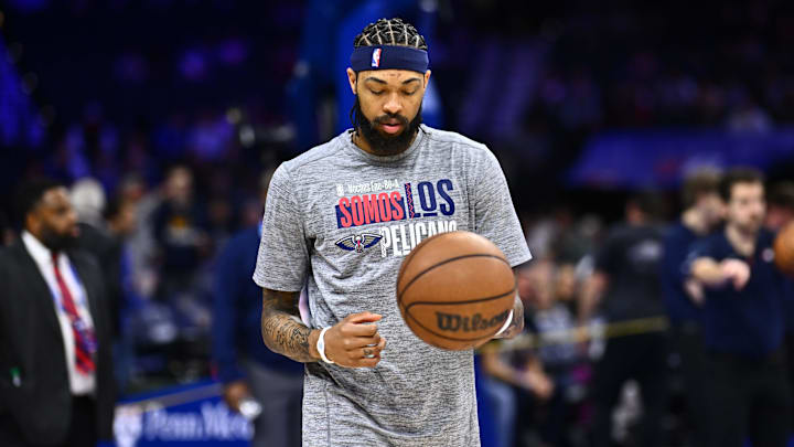 Mar 8, 2024; Philadelphia, Pennsylvania, USA; New Orleans Pelicans forward Brandon Ingram (14) warms up before the game against the Philadelphia 76ers at Wells Fargo Center. Mandatory Credit: Kyle Ross-Imagn Images
