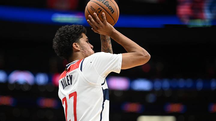 Oct 10, 2026; Washington, District of Columbia, USA; Washington Wizards guard Will Riley (27) attempts a jump shot against the Detroit Pistons during the fourth quarter at Capital One Arena. Mandatory Credit: Rafael Suanes-Imagn Images Oct 10, 2026; Washington, District of Columbia, USA; Washington Wizards guard Will Riley (27) attempts a jump shot against the Detroit Pistons during the fourth quarter at Capital One Arena. Mandatory Credit: Rafael Suanes-Imagn Images