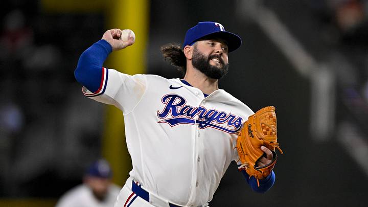 Apr 21, 2026; Arlington, Texas, USA; Texas Rangers relief pitcher Jakob Junis (16) pitches against the Pittsburgh Pirates during the ninth inning at Globe Life Field. Mandatory Credit: Jerome Miron-Imagn Images