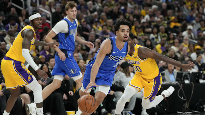 Oct 15, 2025; Las Vegas, Nevada, USA; Dallas Mavericks guard Ryan Nembhard (9).