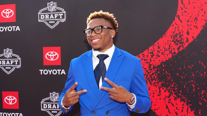Apr 23, 2026; Pittsburgh, PA, USA; Tennessee Volunteers defensive back Colton Hood poses on the red carpet before the 2026 NFL Draft at Point State Park.