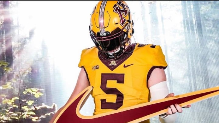 Freshman Minnesota quarterback Drake Lindsey poses for his recruiting photo. Early praise from Gophers coach PJ Fleck echo former Arkansas coach Houston Nutt, which means Hogs may have missed out on Fayetteville quarterback.