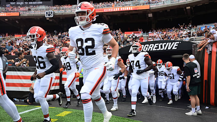 Aug 10, 2024; Cleveland, Ohio, USA; The Cleveland Browns enter the field before the game against the Green Bay Packers at Cleveland Browns Stadium. Mandatory Credit: Ken Blaze-Imagn Images Aug 10, 2024; Cleveland, Ohio, USA; The Cleveland Browns enter the field before the game against the Green Bay Packers at Cleveland Browns Stadium. Mandatory Credit: Ken Blaze-Imagn Images
