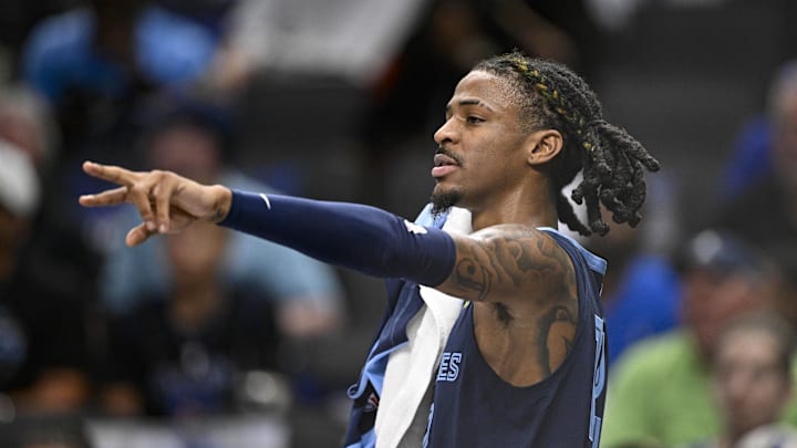 Ja Morant (12) during the game between the Dallas Mavericks and the Memphis Grizzlies at American Airlines Center. 
