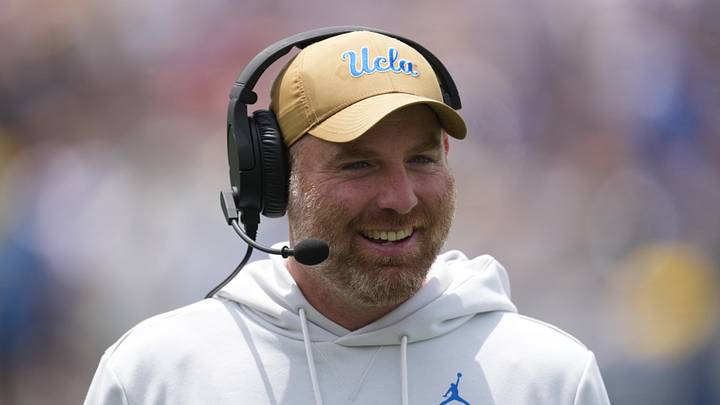 May 2, 2026; Pasadena, CA, USA; UCLA Bruins defensive coordinator Colin Hitschler during the spring game at Rose Bowl. Mandatory Credit: Kirby Lee-Imagn Images May 2, 2026; Pasadena, CA, USA; UCLA Bruins defensive coordinator Colin Hitschler during the spring game at Rose Bowl. Mandatory Credit: Kirby Lee-Imagn Images