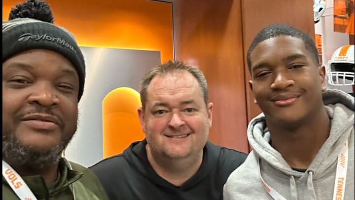 Myers Park High School edge rusher Rodney Dunham with Tennessee HC Josh Heupel.
