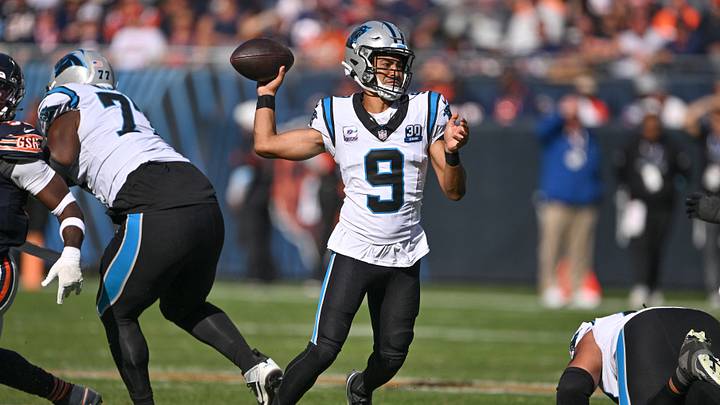 Carolina Panthers quarterback Bryce Young (9) passes the ball against the Chicago Bears Carolina Panthers quarterback Bryce Young (9) passes the ball against the Chicago Bears
