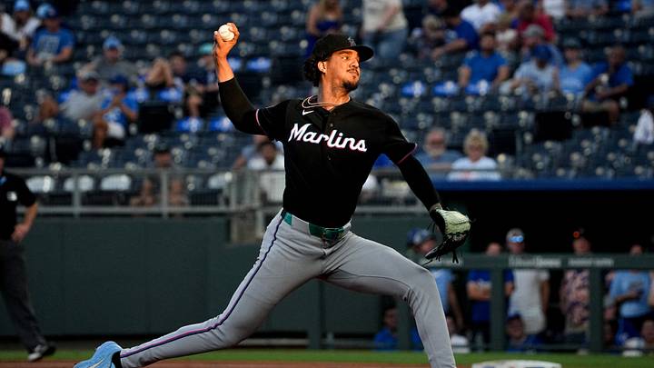 Miami Marlins starting pitcher Eury Pérez  Credit: Denny Medley | Imagn Images