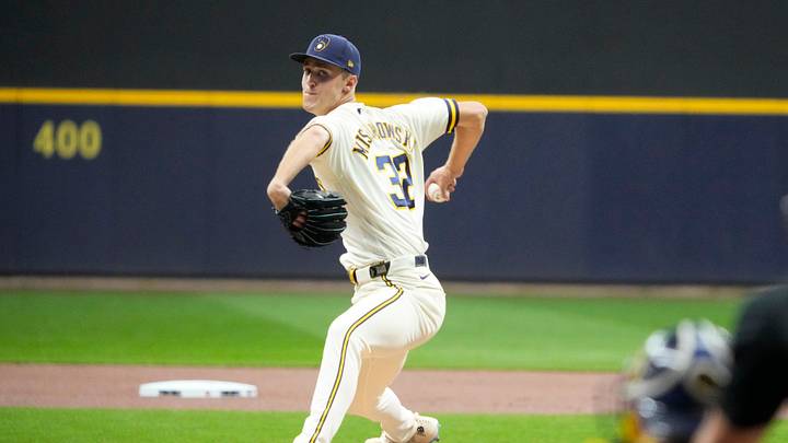 Sep 8, 2026; Milwaukee, Wisconsin, USA; Milwaukee Brewers pitcher Jacob Misiorowski (32) delivers a pitch against the Chicago Cubs in the first inning at American Family Field. Mandatory Credit: Michael McLoone-Imagn Images Sep 8, 2026; Milwaukee, Wisconsin, USA; Milwaukee Brewers pitcher Jacob Misiorowski (32) delivers a pitch against the Chicago Cubs in the first inning at American Family Field. Mandatory Credit: Michael McLoone-Imagn Images