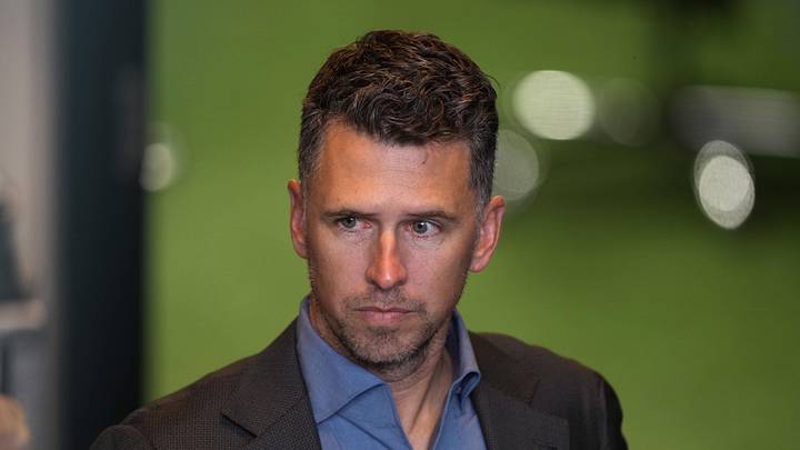 Apr 25, 2026; San Francisco, California, USA; San Francisco Giants president of baseball operations Buster Posey before the game against the Miami Marlins at Oracle Park. Mandatory Credit: Darren Yamashita-Imagn Images