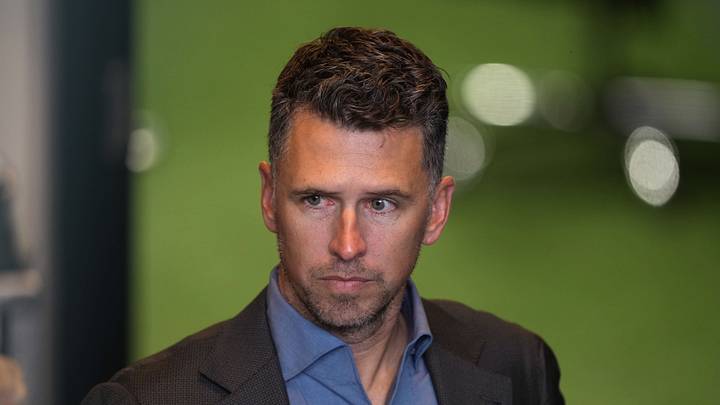 San Francisco, California, USA; San Francisco Giants president of baseball operations Buster Posey before the game against the Miami Marlins at Oracle Park. Mandatory Credit: Darren Yamashita-Imagn Images