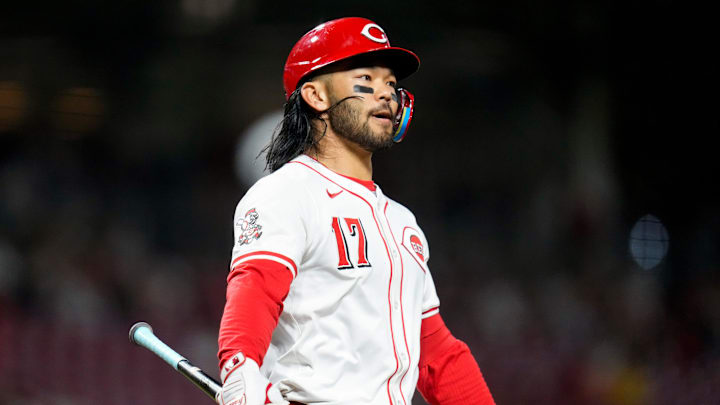 Cincinnati Reds right fielder Connor Joe (17) paces between pitches in the third inning of the MLB interleague game between the Cincinnati Reds and the Chicago White Sox at Great American Ball Park in Cincinnati on Tuesday, May 13, 2025. The score was 0-0 after three innings. Cincinnati Reds right fielder Connor Joe (17) paces between pitches in the third inning of the MLB interleague game between the Cincinnati Reds and the Chicago White Sox at Great American Ball Park in Cincinnati on Tuesday, May 13, 2025. The score was 0-0 after three innings.
