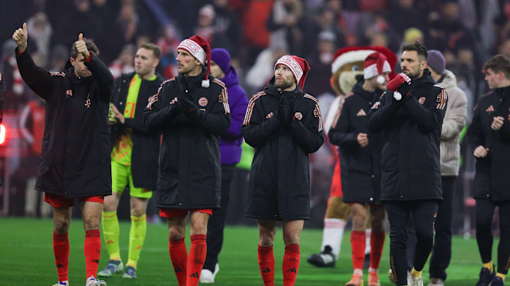 Bayern players after the win over RB Leipzig