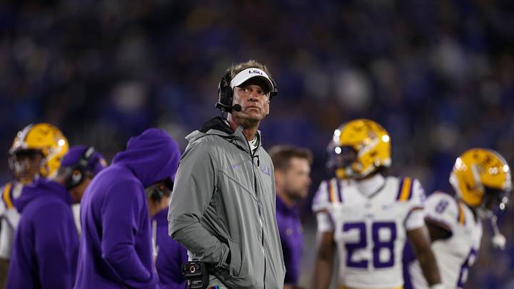 Oct 10, 2026; Lexington, Kentucky, USA; LSU Tigers head coach Lane Kiffin looks on during the second quarter against the Kentucky Wildcats at Kroger Field. Mandatory Credit: Jordan Prather-Imagn Images Oct 10, 2026; Lexington, Kentucky, USA; LSU Tigers head coach Lane Kiffin looks on during the second quarter against the Kentucky Wildcats at Kroger Field. Mandatory Credit: Jordan Prather-Imagn Images