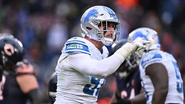 Dec 10, 2023; Chicago, Illinois, USA;  Detroit Lions defensive lineman Aidan Hutchinson (97)