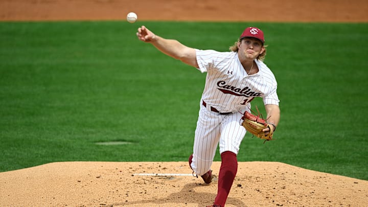 South Carolina baseball pitcher Eli Jones