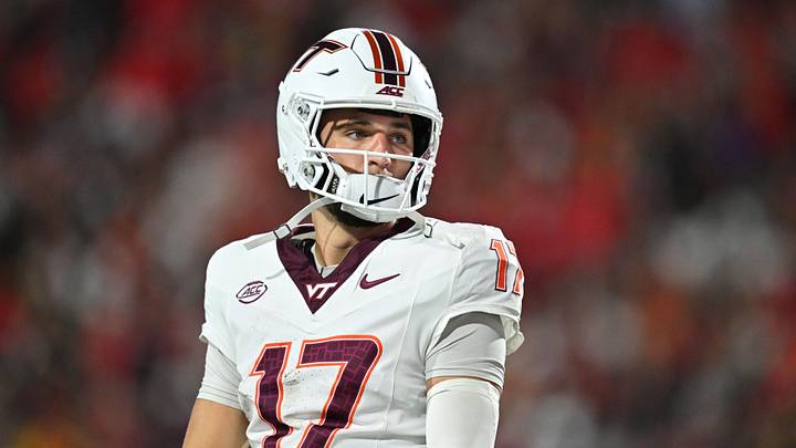 Sep 19, 2026; College Park, Maryland, USA; Virginia Tech Hokies quarterback Ethan Grunkemeyer (17) waits for a timeout to end in the first half against the Maryland Terrapins at SECU Stadium. Mandatory Credit: Jamie Sabau-Imagn Images Sep 19, 2026; College Park, Maryland, USA; Virginia Tech Hokies quarterback Ethan Grunkemeyer (17) waits for a timeout to end in the first half against the Maryland Terrapins at SECU Stadium. Mandatory Credit: Jamie Sabau-Imagn Images
