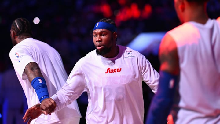 Philadelphia 76ers forward Guerschon Yabusele is introduced before the game against the Los Angeles Clippers. Mandatory Credit: Kyle Ross-Imagn Images Philadelphia 76ers forward Guerschon Yabusele is introduced before the game against the Los Angeles Clippers. Mandatory Credit: Kyle Ross-Imagn Images