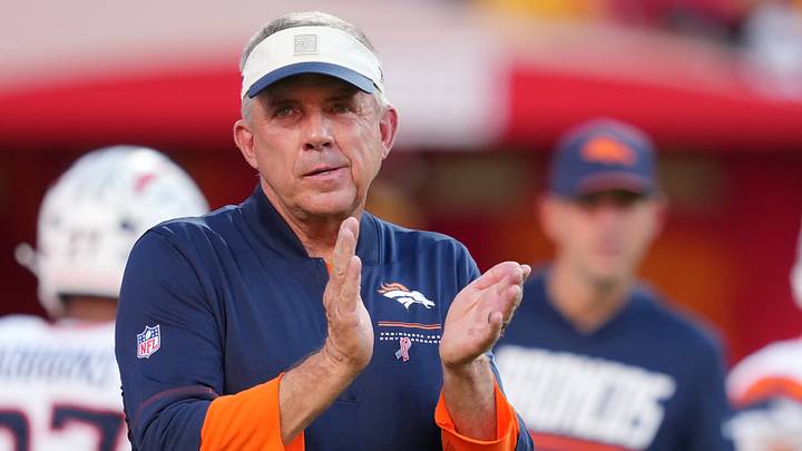 Sep 14, 2026; Kansas City, Missouri, USA;  Denver Broncos head coach Sean Payton reacts before the game at GEHA Field at Arrowhead Stadium.  Mandatory Credit: Jay Biggerstaff-Imagn Images