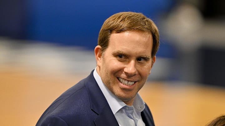 Jun 27, 2025; Dallas, TX, USA; Dallas Mavericks governor Patrick Dumont arrives at a press conference at the Dallas Mavericks Practice Facility. Mandatory Credit: Jerome Miron-Imagn Images