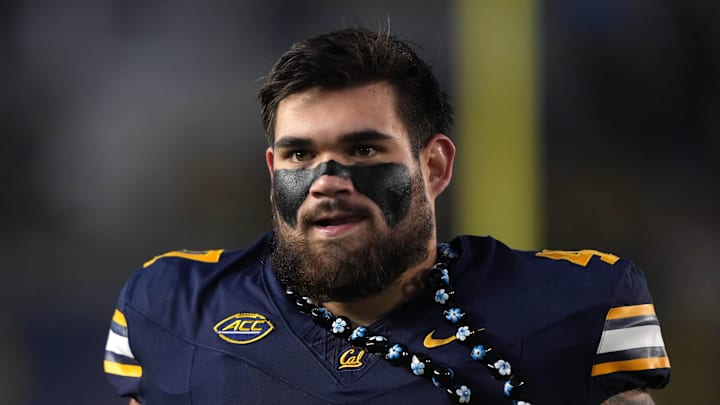 Nov 29, 2025; Berkeley, California, USA; California Golden Bears defensive lineman Aidan Keanaaina (47) before the game against the Southern Methodist Mustangs at California Memorial Stadium. Mandatory Credit: Darren Yamashita-Imagn Images