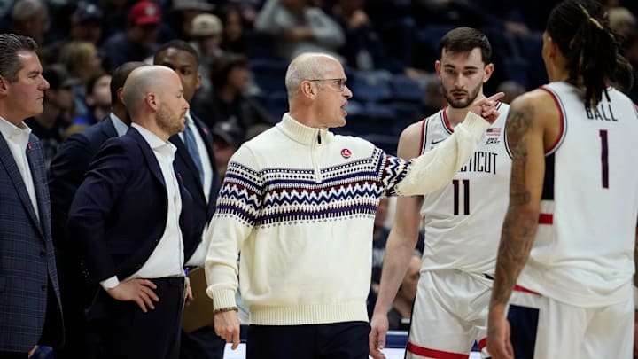 Providence v Connecticut; UConn basketball head coach honors former St. John's basketball head coach Lou Carnesecca on what would have been his 100th birthday