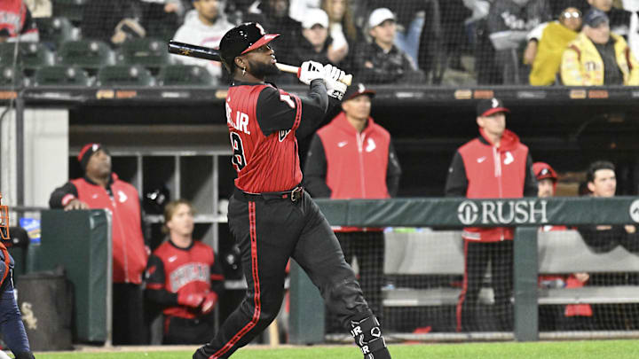 Chicago White Sox outfielder Luis Robert Jr. (88) hits a home run against the Houston Astros during the fifth inning at Rate Field on May 2.