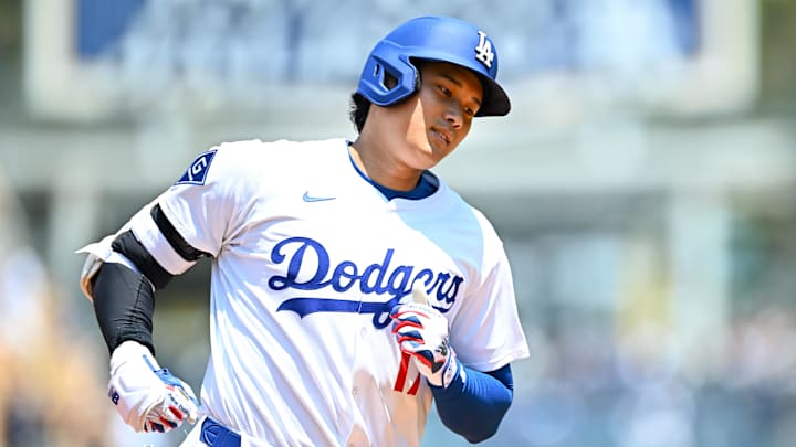 Jul 20, 2025; Los Angeles, California, USA; Los Angeles Dodgers designated hitter Shohei Ohtani (17) rounds the bases after hitting a two-run home run against the Milwaukee Brewers during the third inning of the game at Dodger Stadium. Mandatory Credit: Jonathan Hui-Imagn Images Jul 20, 2025; Los Angeles, California, USA; Los Angeles Dodgers designated hitter Shohei Ohtani (17) rounds the bases after hitting a two-run home run against the Milwaukee Brewers during the third inning of the game at Dodger Stadium. Mandatory Credit: Jonathan Hui-Imagn Images
