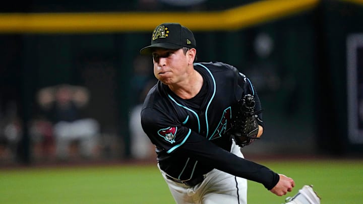 Diamondbacks pitcher Matt Bowman (55) pitches against the Tigers during a game at Chase Field on Friday, May 17, 2024.