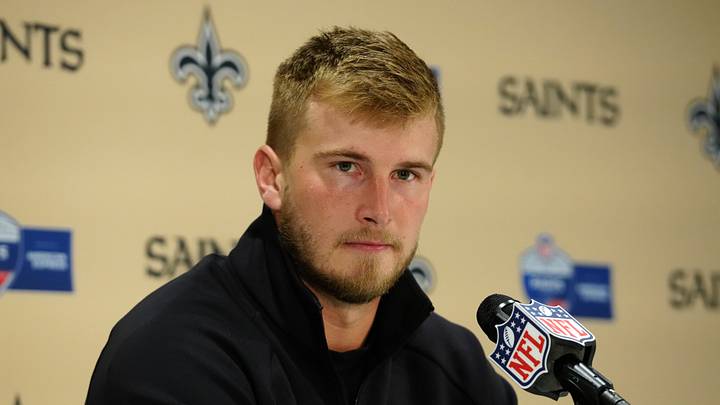 Oct 25, 2026; Paris, FRA; New Orleans Saints quarterback Tyler Shough (6) at press conference after the 2026 NFL Paris Game against the Pittsburgh Steelers at Stade de France. Mandatory Credit: Kirby Lee-Imagn Images Oct 25, 2026; Paris, FRA; New Orleans Saints quarterback Tyler Shough (6) at press conference after the 2026 NFL Paris Game against the Pittsburgh Steelers at Stade de France. Mandatory Credit: Kirby Lee-Imagn Images
