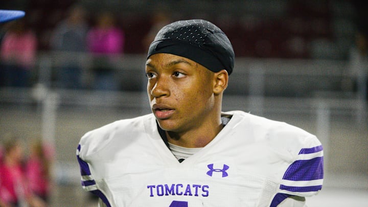 Haywood's Caden Harris (1) speaks with The Jackson Sun following HaywoodÕs 50-29 victory over Crockett County after the TSSAA Football match between Haywood vs Crockett County in Alamo, Tenn., on Friday, Oct. 25, 2024.