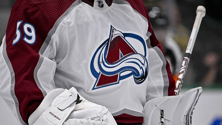 Oct 3, 2022; Dallas, Texas, USA; A view of the Colorado Avalanche logo during the game between the Dallas Stars and the Colorado Avalanche at the American Airlines Center. Mandatory Credit: Jerome Miron-Imagn Images Oct 3, 2022; Dallas, Texas, USA; A view of the Colorado Avalanche logo during the game between the Dallas Stars and the Colorado Avalanche at the American Airlines Center. Mandatory Credit: Jerome Miron-Imagn Images