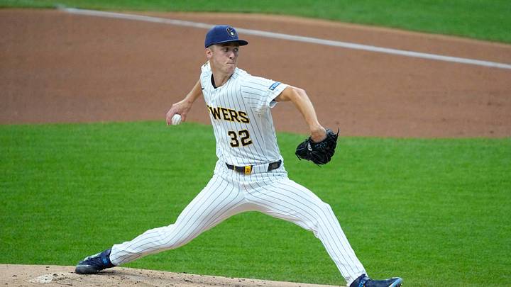 Aug 9, 2026; Milwaukee, Wisconsin, USA; Milwaukee Brewers starting pitcher Jacob Misiorowski (32) delivers a pitch against the Minnesota Twins in the first inning at American Family Field. Mandatory Credit: Michael McLoone-Imagn Images Aug 9, 2026; Milwaukee, Wisconsin, USA; Milwaukee Brewers starting pitcher Jacob Misiorowski (32) delivers a pitch against the Minnesota Twins in the first inning at American Family Field. Mandatory Credit: Michael McLoone-Imagn Images