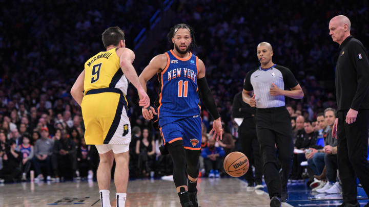 Feb 10, 2024; New York, New York, USA; New York Knicks guard Jalen Brunson (11) brings the ball up Feb 10, 2024; New York, New York, USA; New York Knicks guard Jalen Brunson (11) brings the ball up