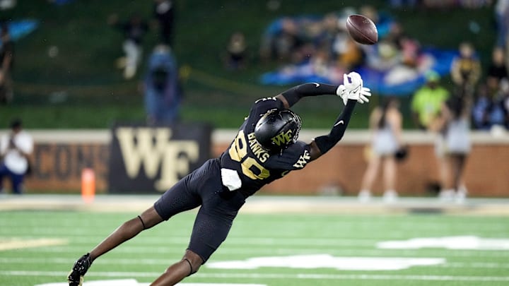 Sep 23, 2023; Winston-Salem, North Carolina, USA;  Wake Forest Demon Deacons wide receiver Jahmal