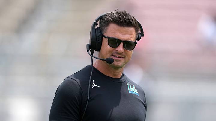 May 2, 2026; Pasadena, CA, USA; UCLA Bruins coach Bob Chesney reacts during the spring game at Rose Bowl. Mandatory Credit: Kirby Lee-Imagn Images May 2, 2026; Pasadena, CA, USA; UCLA Bruins coach Bob Chesney reacts during the spring game at Rose Bowl. Mandatory Credit: Kirby Lee-Imagn Images