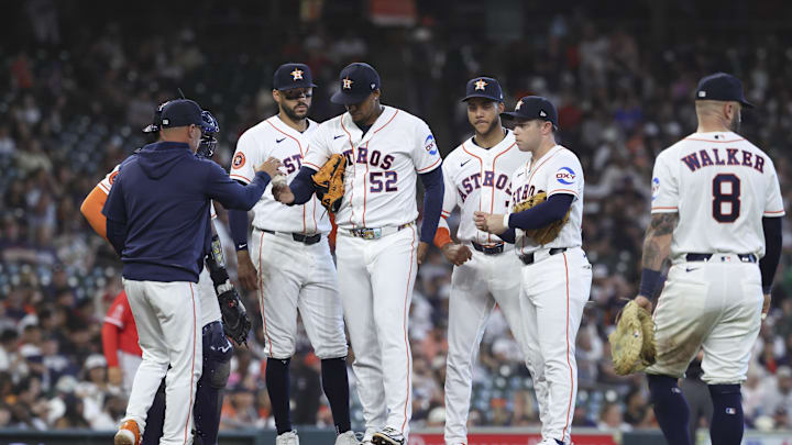 Astros make a pitching change. Astros make a pitching change.