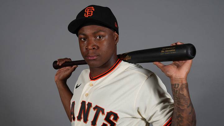 Scottsdale, AZ, USA; San Francisco Giants left fielder Bo Davidson (91) poses during Photo Day at Scottsdale Stadium. Mandatory Credit: Rick Scuteri-Imagn Images