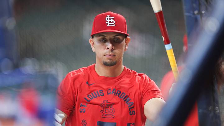 Apr 17, 2026; Houston, Texas, USA; St. Louis Cardinals third baseman Ramon Urias (29) takes batting practice before the game against the Houston Astros at Daikin Park. Mandatory Credit: Troy Taormina-Imagn Images
