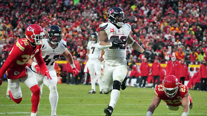Texans star running back Joe Mixon started celebrating just a little bit early on his key second half touchdown run. Texans star running back Joe Mixon started celebrating just a little bit early on his key second half touchdown run.