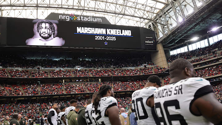 A moment of silence for Marshawn Kneeland before the Houston Texans play the Jacksonville Jaguars at NRG Stadium. 