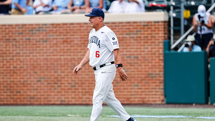 Jun 7, 2025; Chapel Hill, NC, USA; Arizona Head Coach Chip Hale walks out during the third inning of the Super Regionals game against North Carolina in Chapel Hill, North Carolina. Mandatory Credit: Jaylynn Nash-Imagn Images Jun 7, 2025; Chapel Hill, NC, USA; Arizona Head Coach Chip Hale walks out during the third inning of the Super Regionals game against North Carolina in Chapel Hill, North Carolina. Mandatory Credit: Jaylynn Nash-Imagn Images